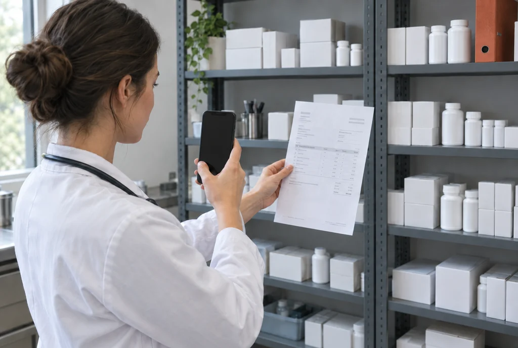 A veterinarian photographing a document to move it into the app